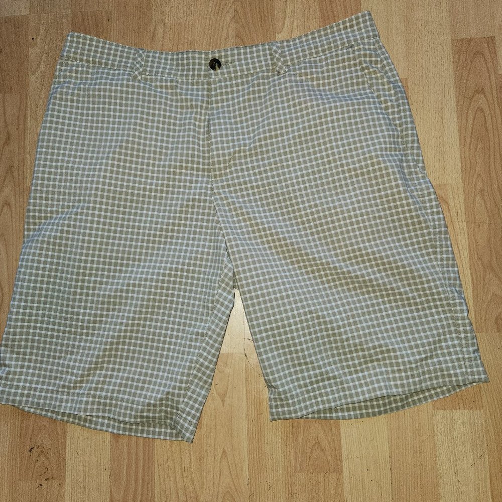 Tan Adidas Checkered Golf Shorts